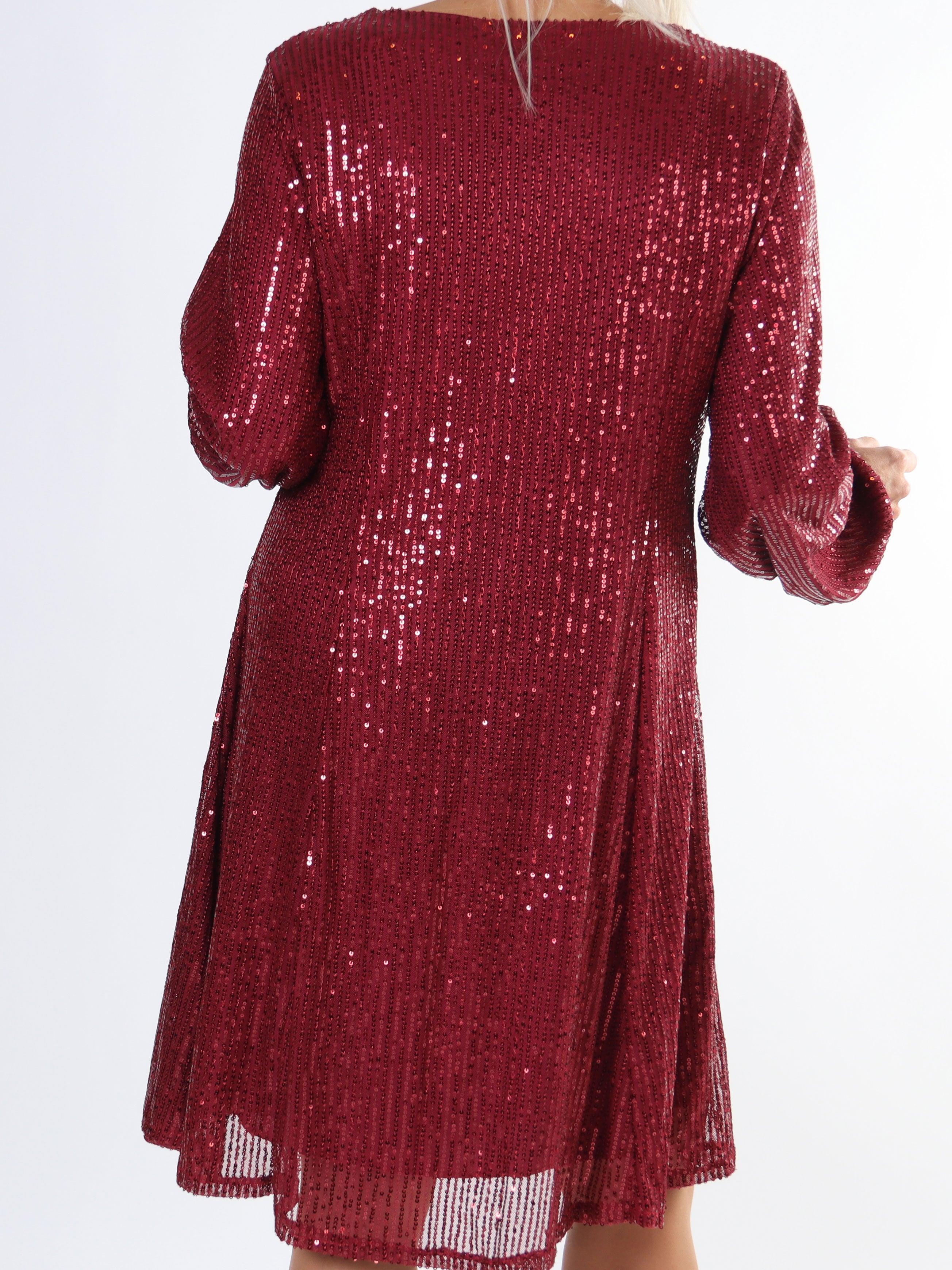 Maj Glitter L/S - Sød plus size paillet kjole der går ud i A facon